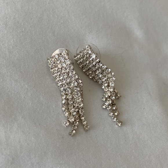 Silver Diamond Fringe Earrings - Picture 4 of 5